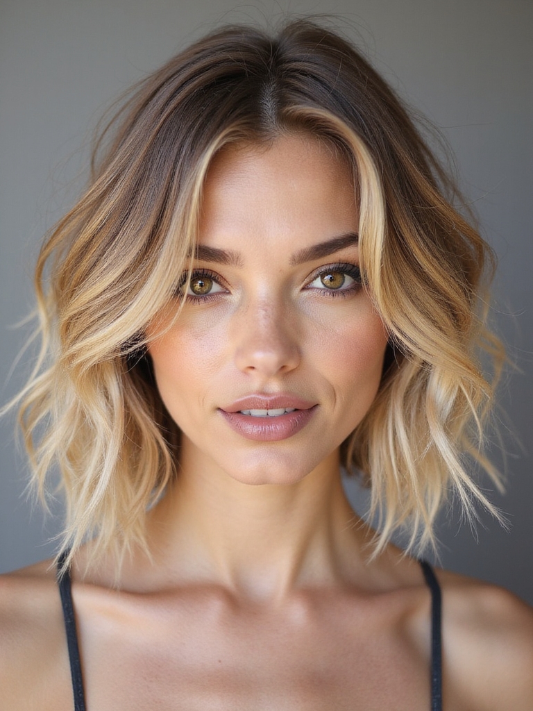 Tousled air-dried wavy shag bob