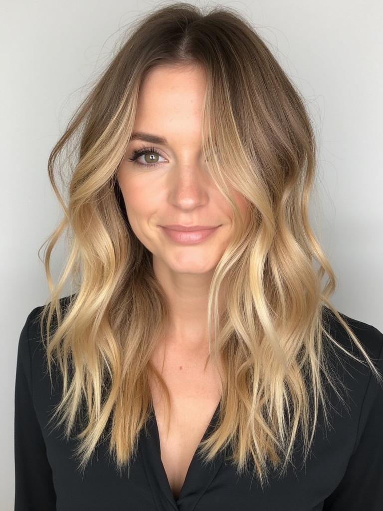 Tousled airy beachy lob