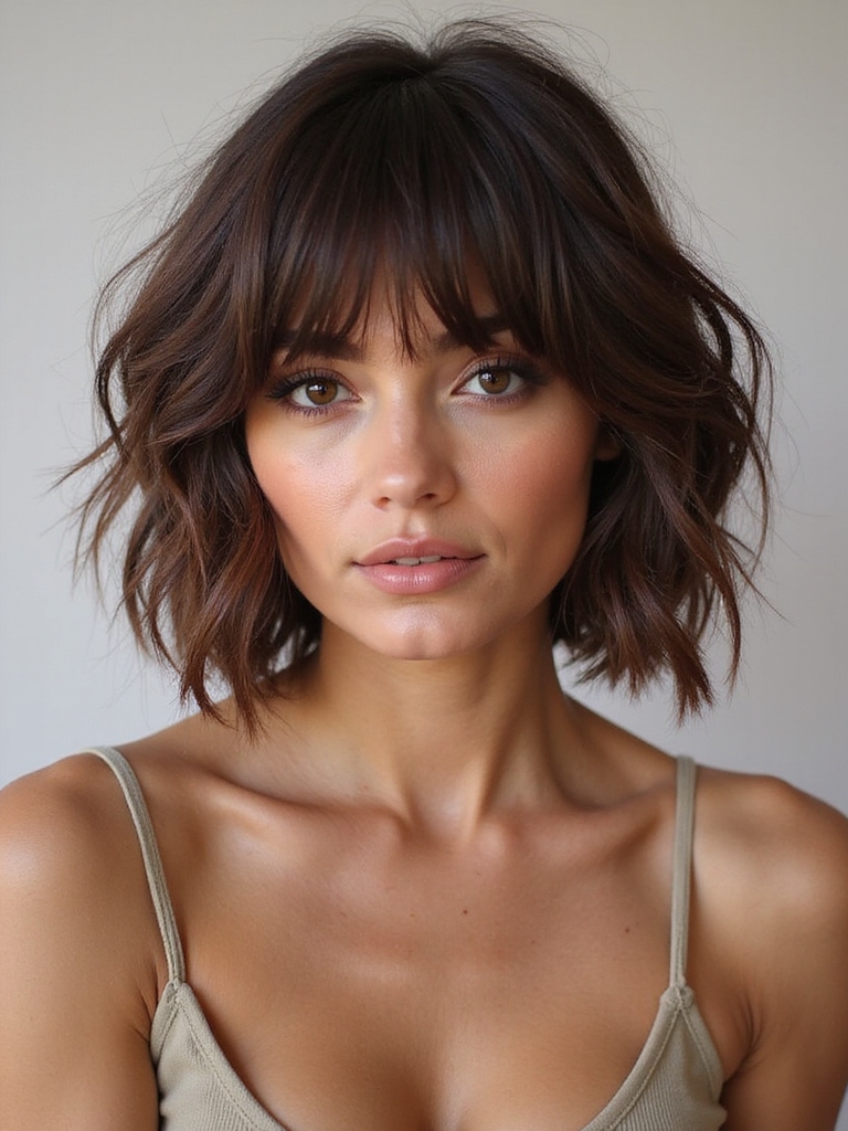 Tousled choppy French shaggy bob
