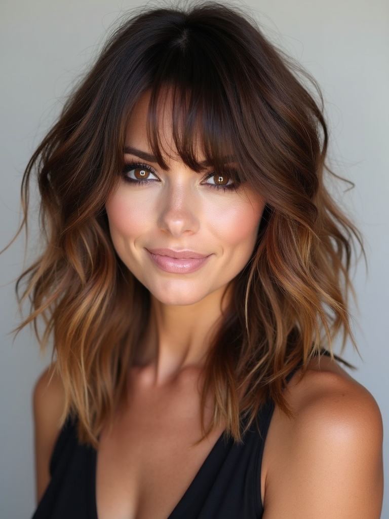 Tousled layers with bangs