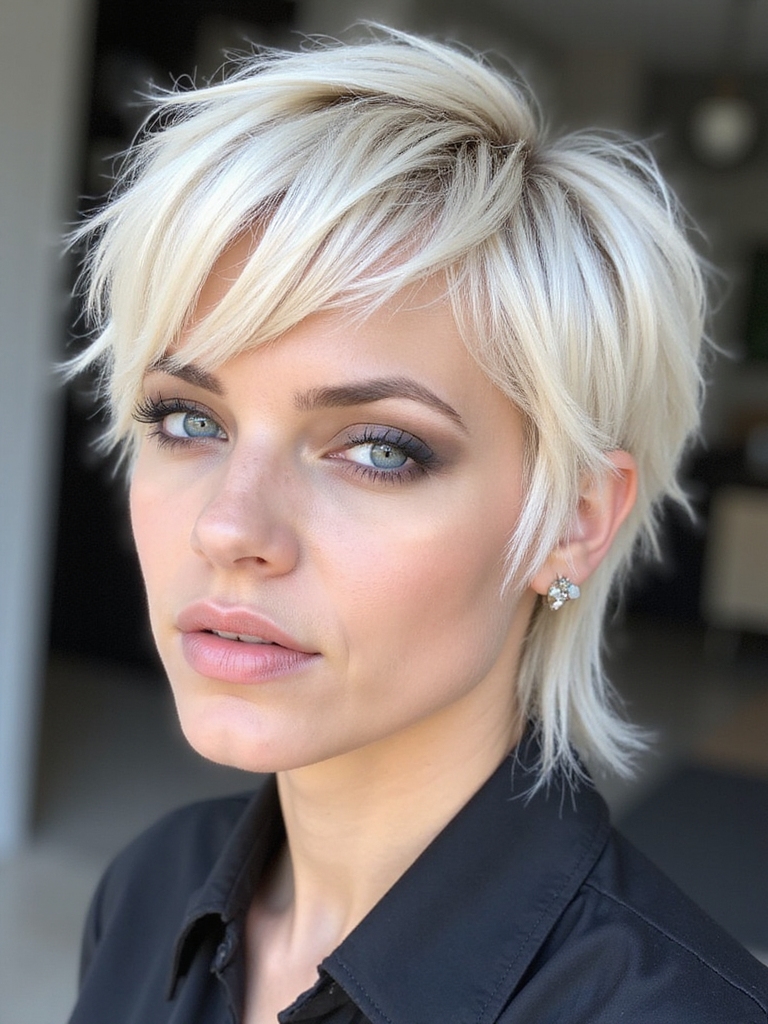 tousled pixie mullet fringe