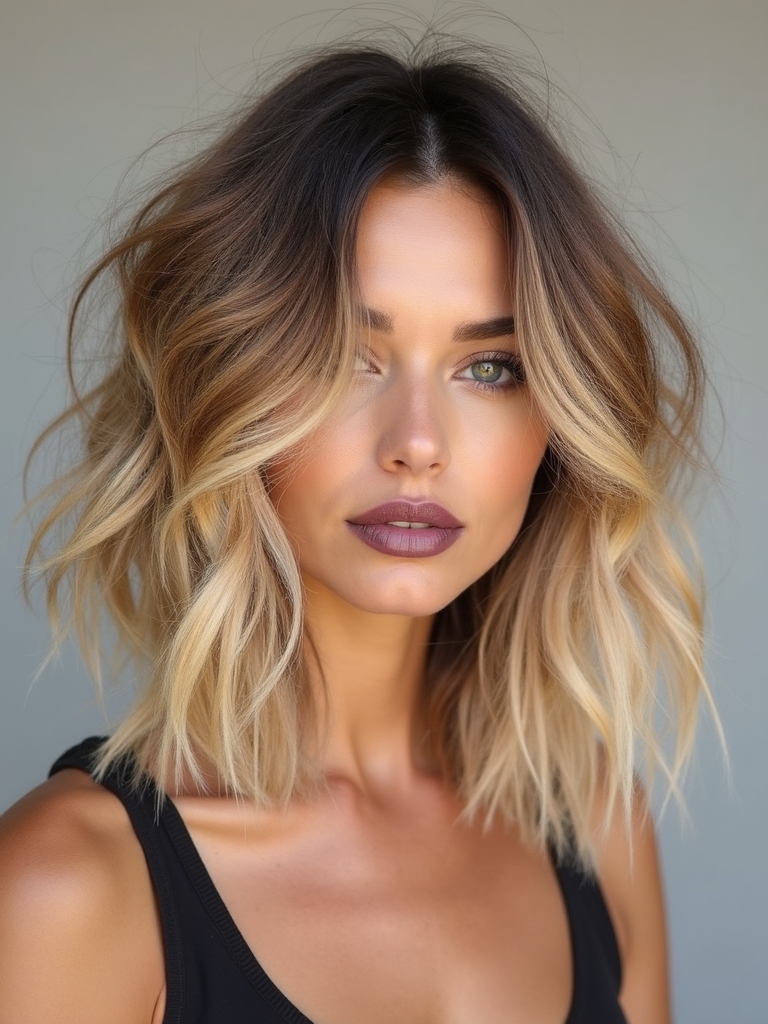 trendy layered long bob