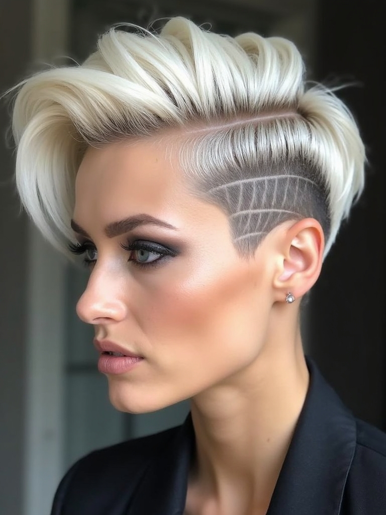 undercut long pixie contrast