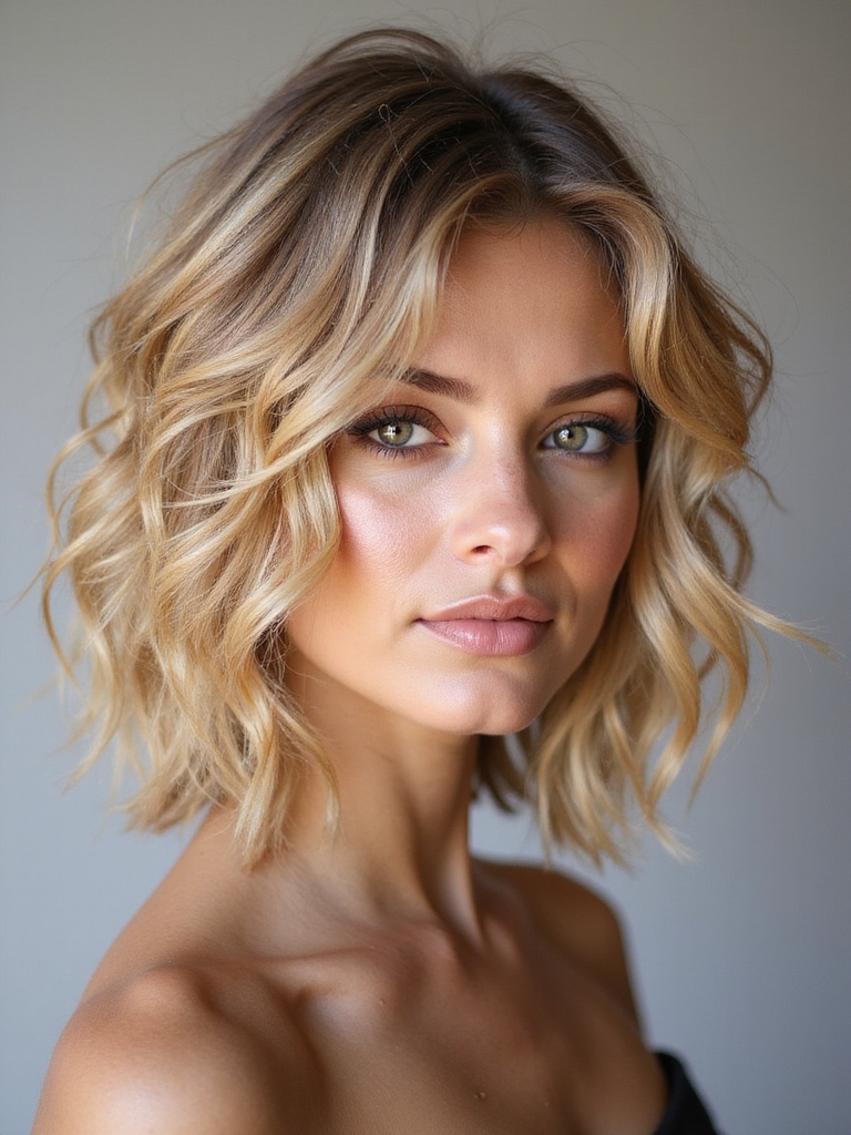 An undone, wavy 90s bob with body