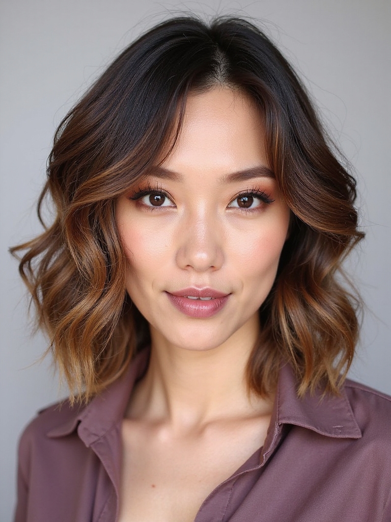 wavy bob with highlights
