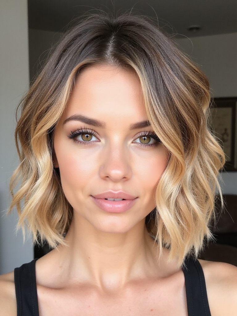 wavy layered bob beachy flow