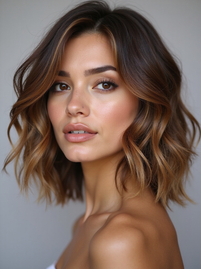 wavy shag with curtain layers