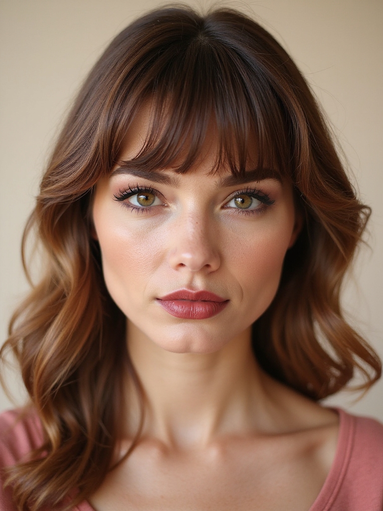 air dried side bang shaping