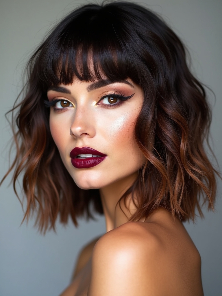 air sculpted shoulder length wolfcut