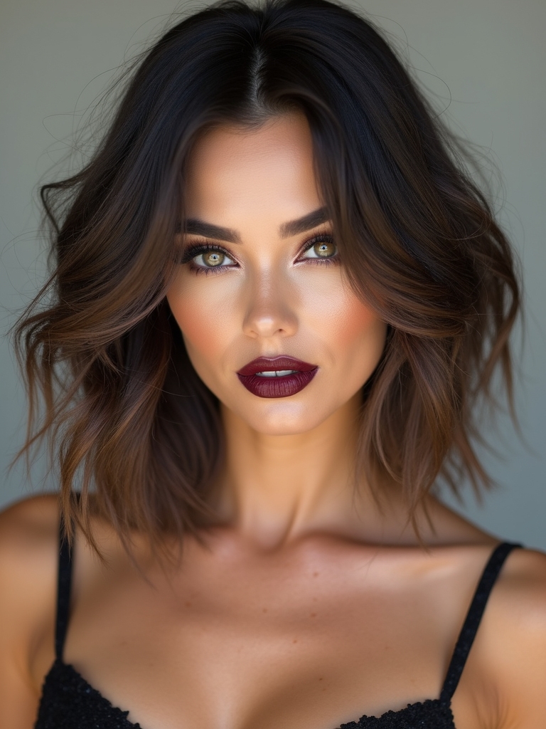 A long bob with airy face-framing layers around the face