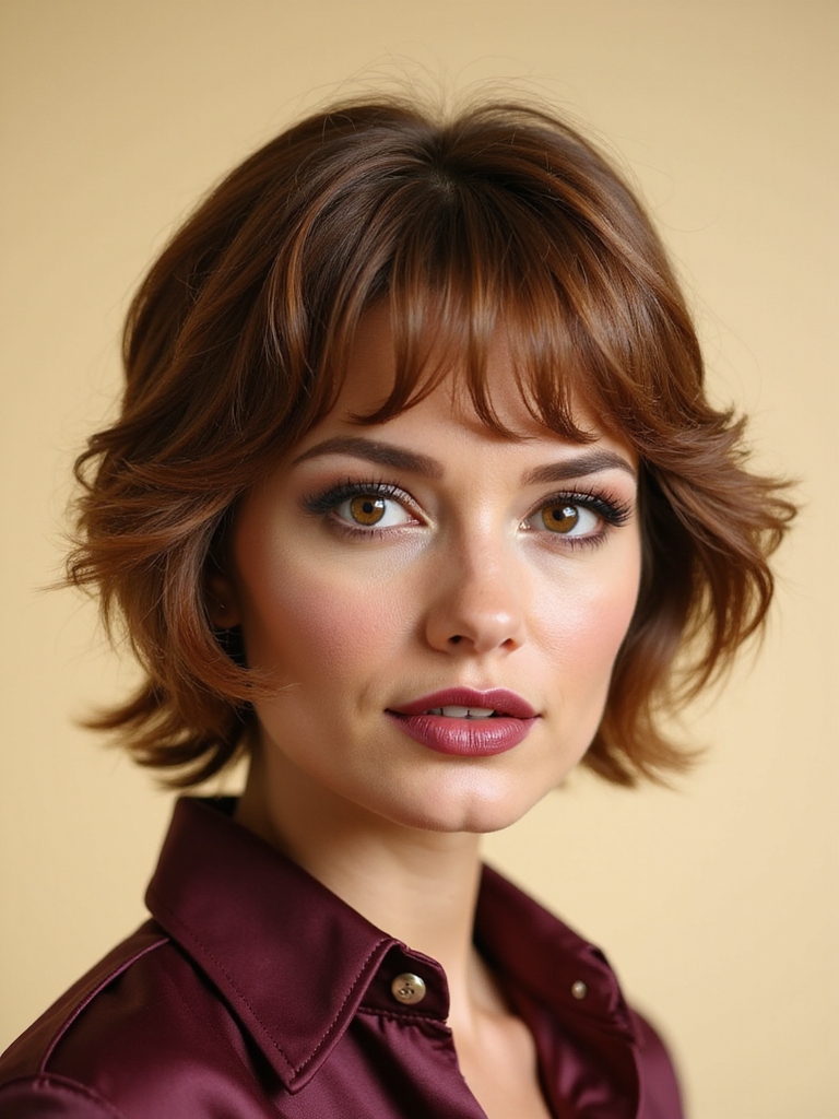 A short 70s shag haircut