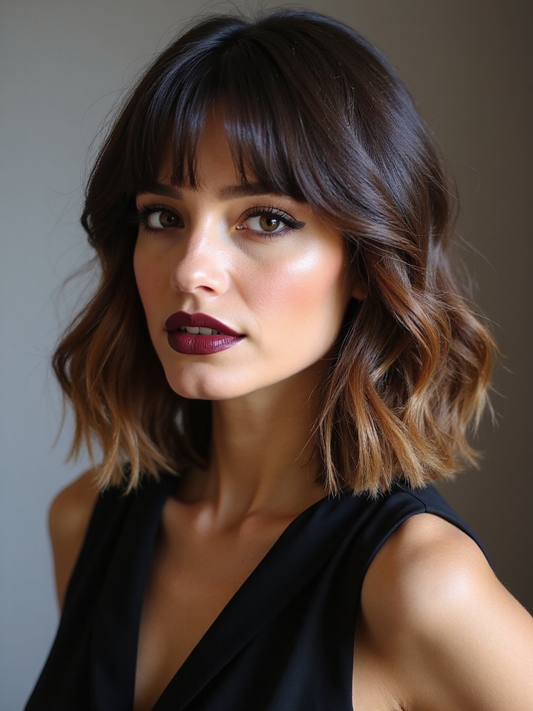airy curtain bangs cheekbone skimming