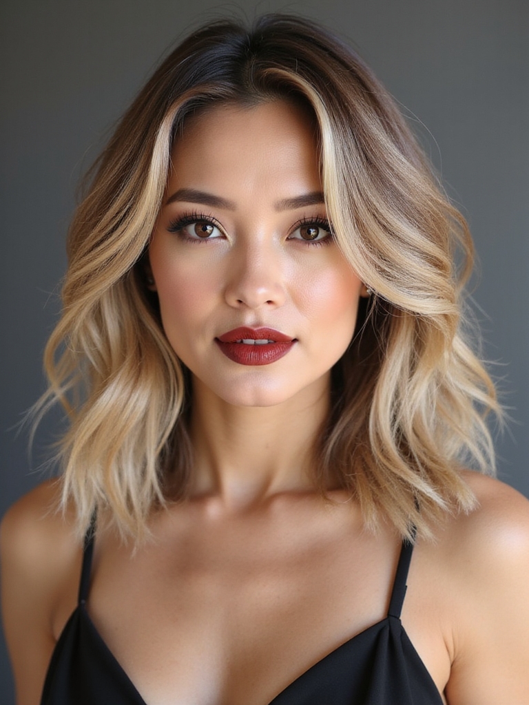 airy feathered shoulder length layers