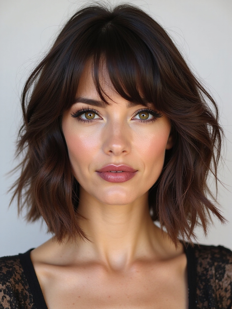 An airy textured brunette bob with easy movement