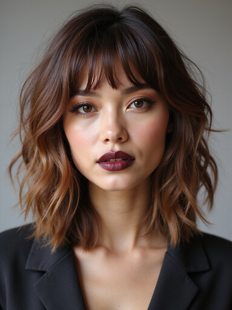 airy layered shag wolf cut