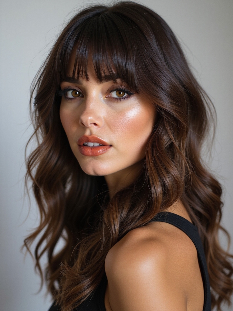 A voluminous medium shag for thick hair