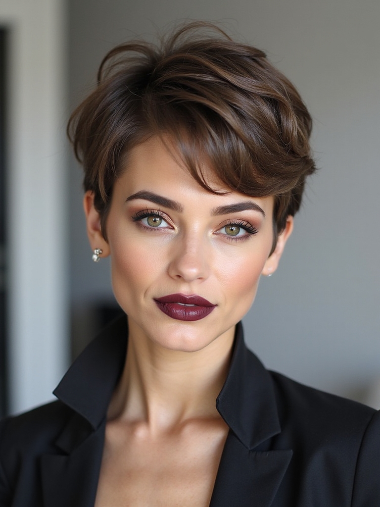 Tousled crown long pixie
