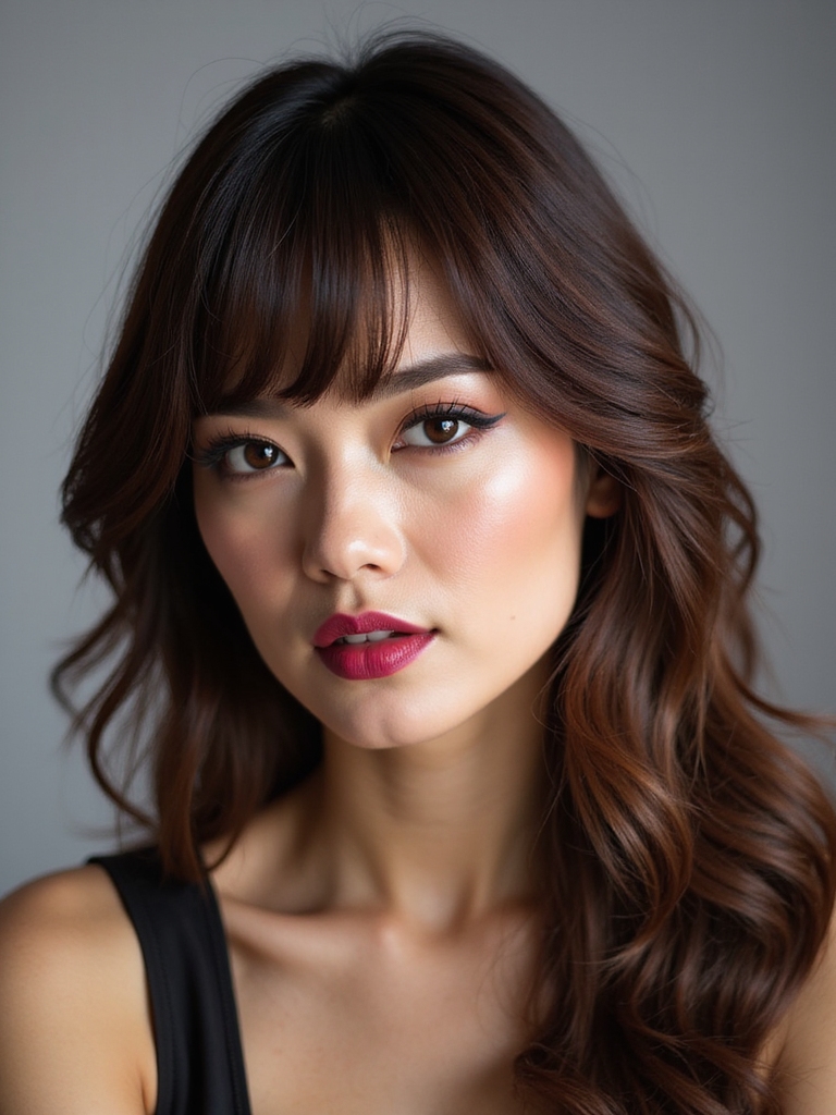 angled fringe sharpens facial silhouette