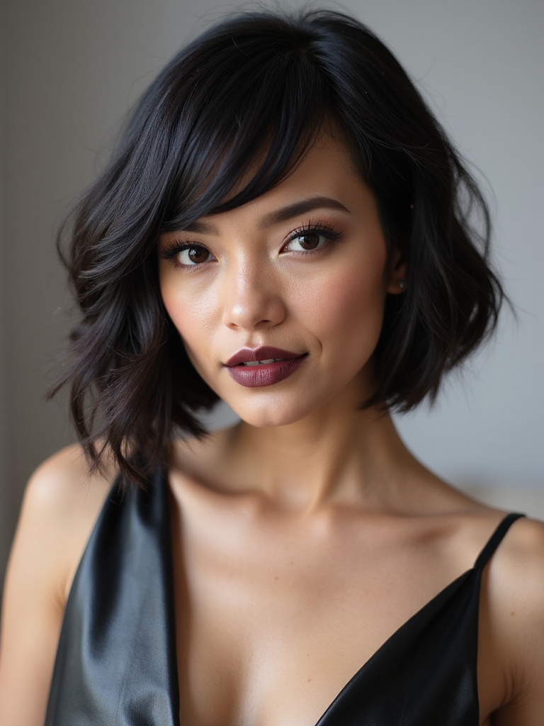 asymmetrical angled bob framing