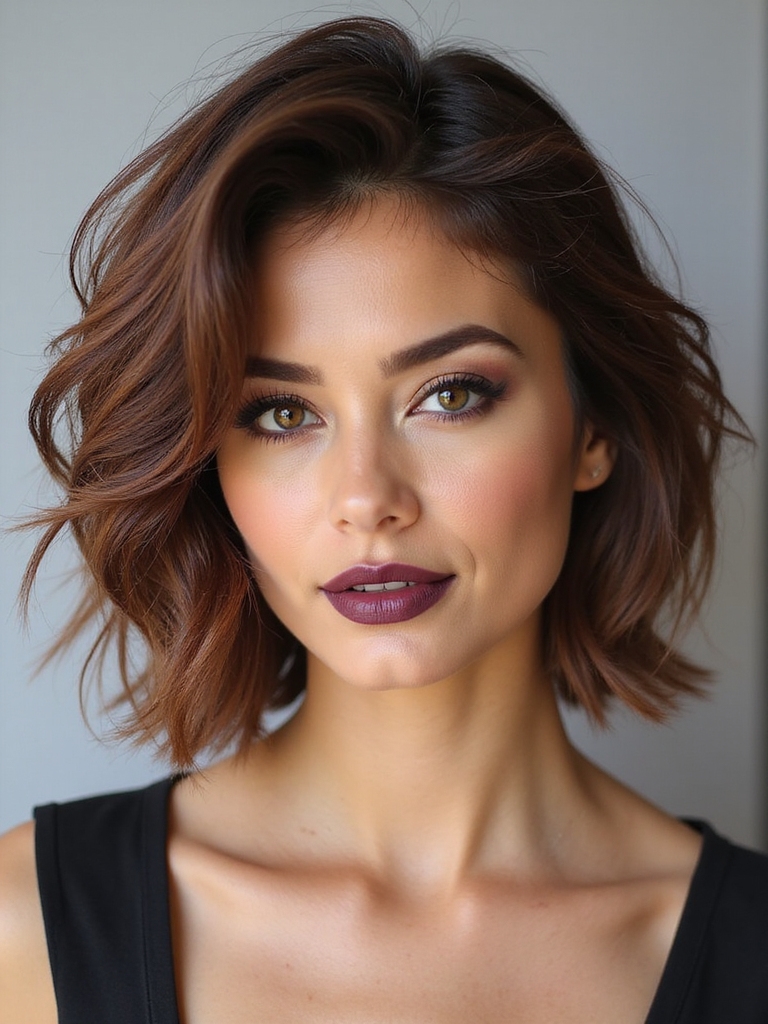 asymmetrical bob with volume