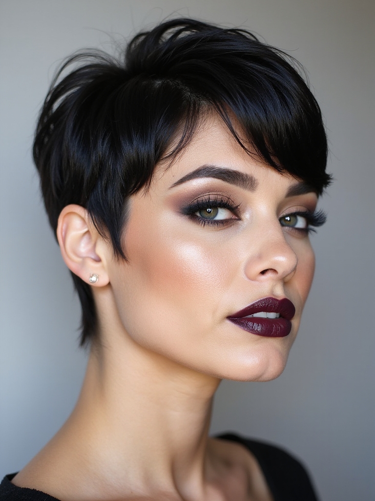 asymmetrical edgy side swept pixie