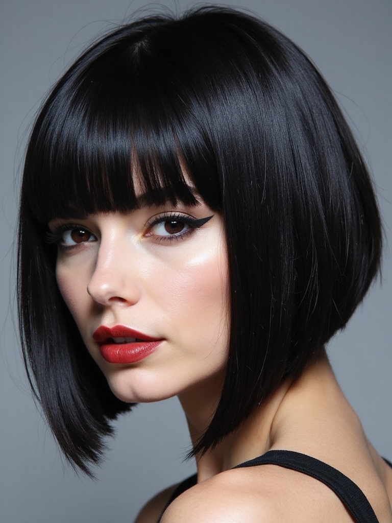 asymmetrical glossy a line bob