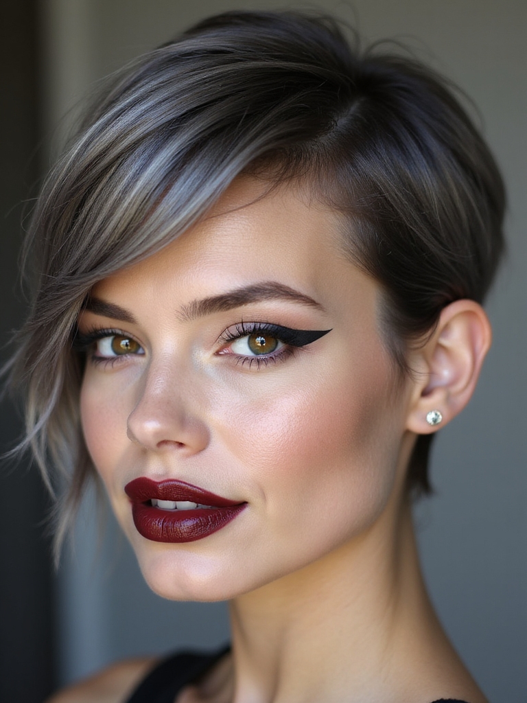 asymmetrical pixie slims face