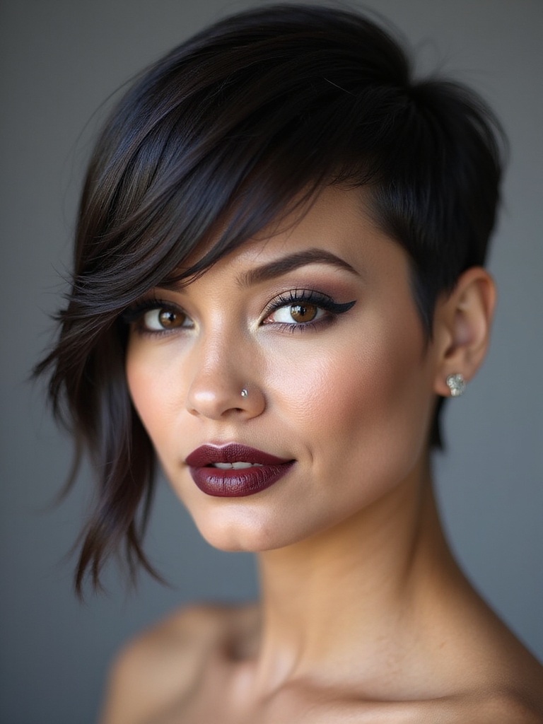 An asymmetrical pixie shape