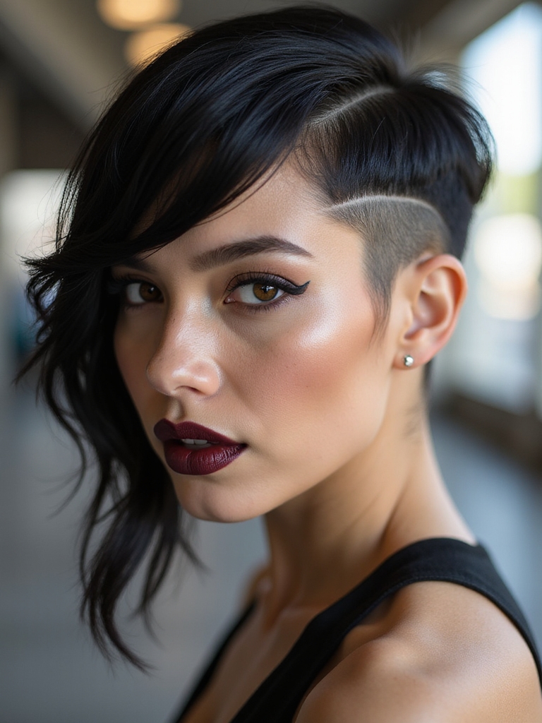 An asymmetrical pixie with a hidden undershave