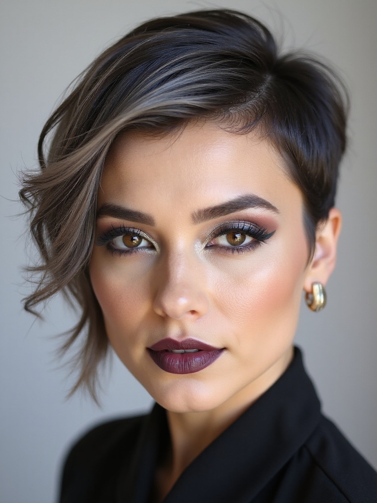 asymmetrical razor cut textured pixie
