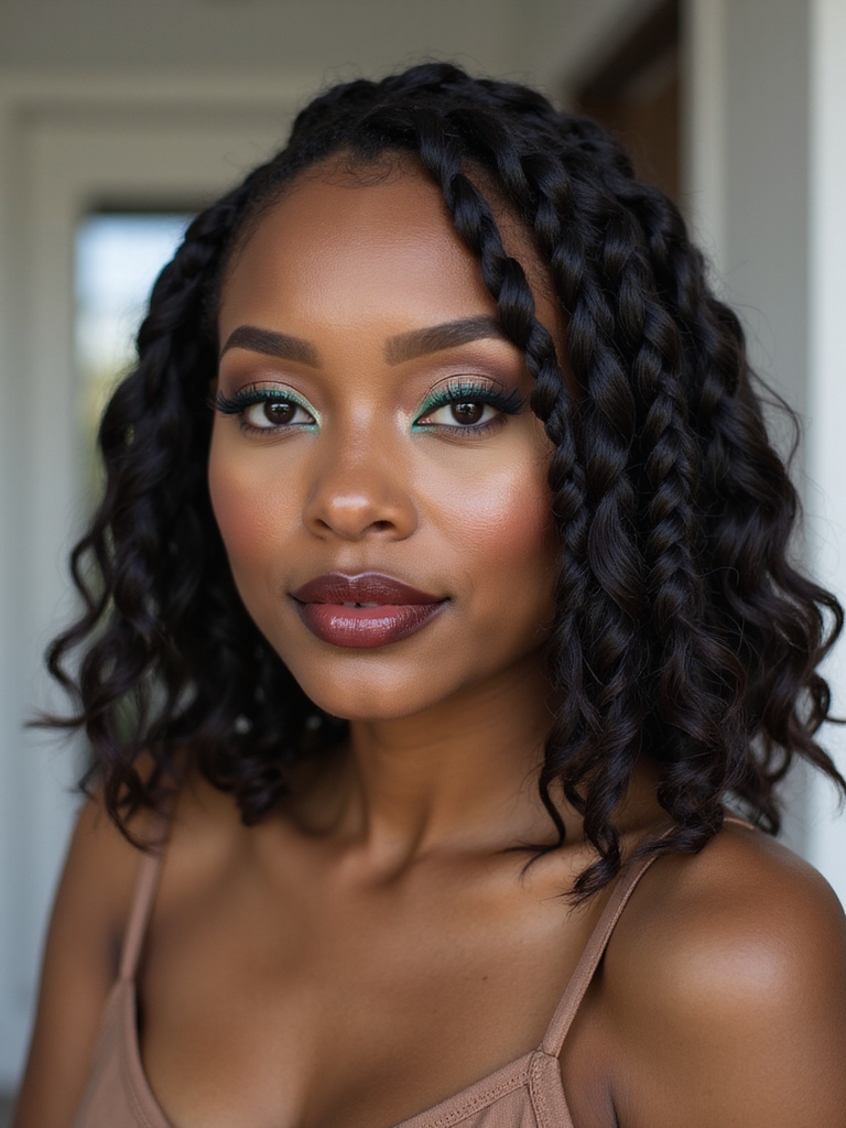 asymmetrical sleek side part bob