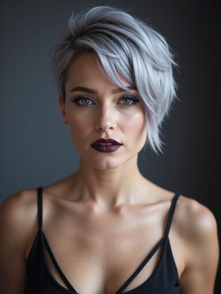 asymmetrical sleek textured crown silhouette