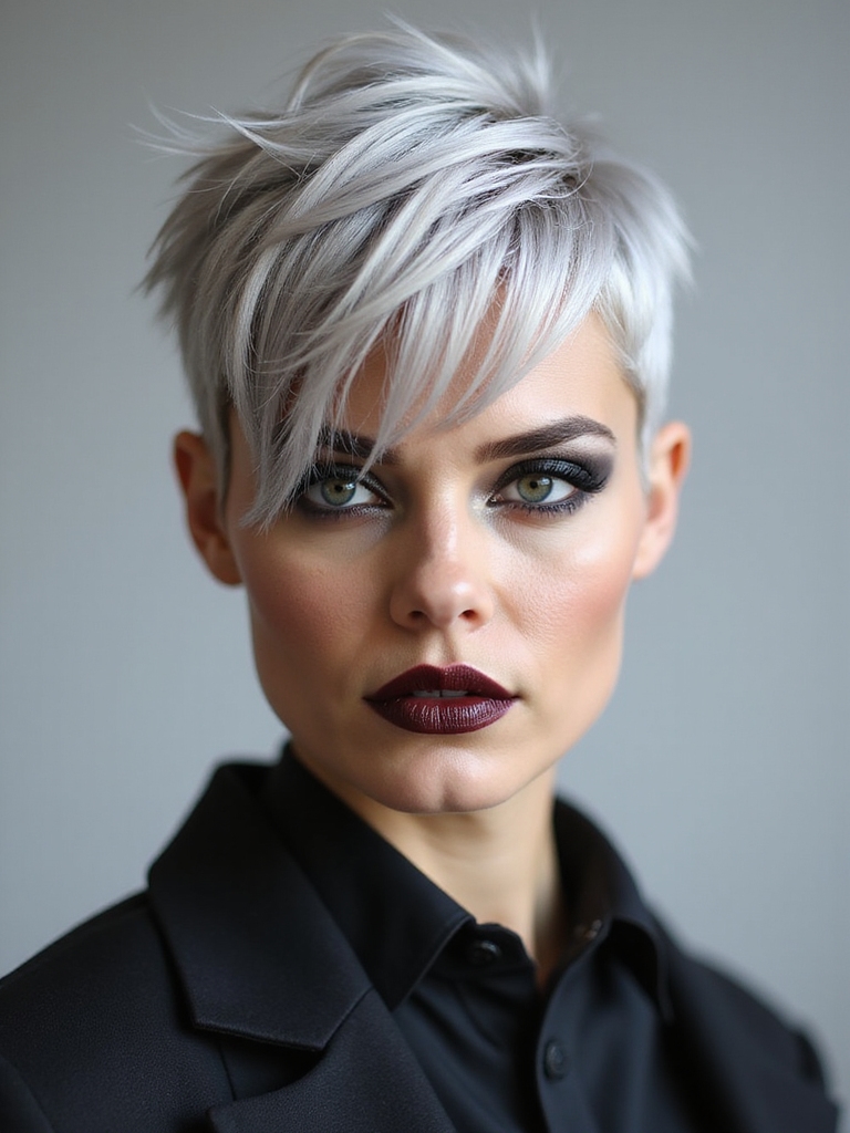 A spiky pixie with an asymmetrical spiky fringe