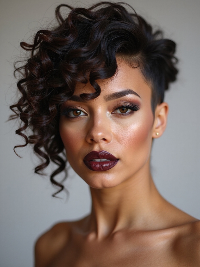 Side-parted curly pixie