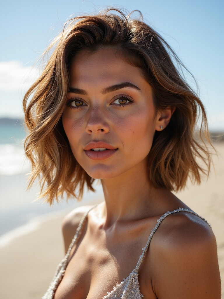 asymmetrical tousled beach waves