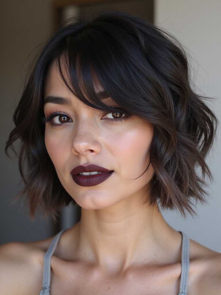asymmetrical tousled textured bob
