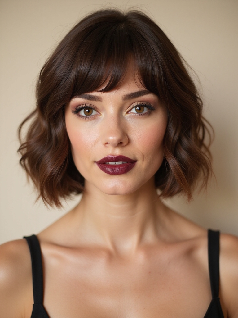 bangs complementing round faces