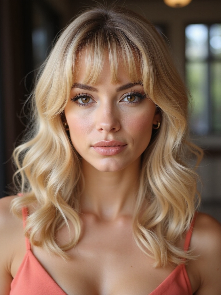 Bardot-inspired, soft parted bangs with volume