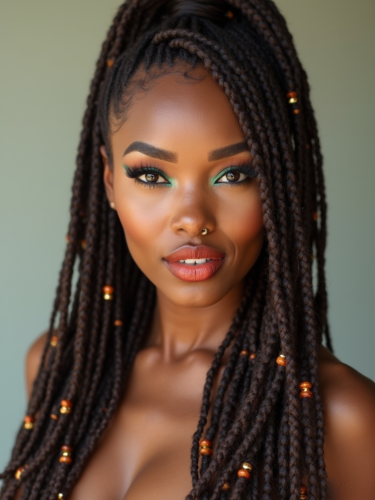 bead accented ponytail with charms