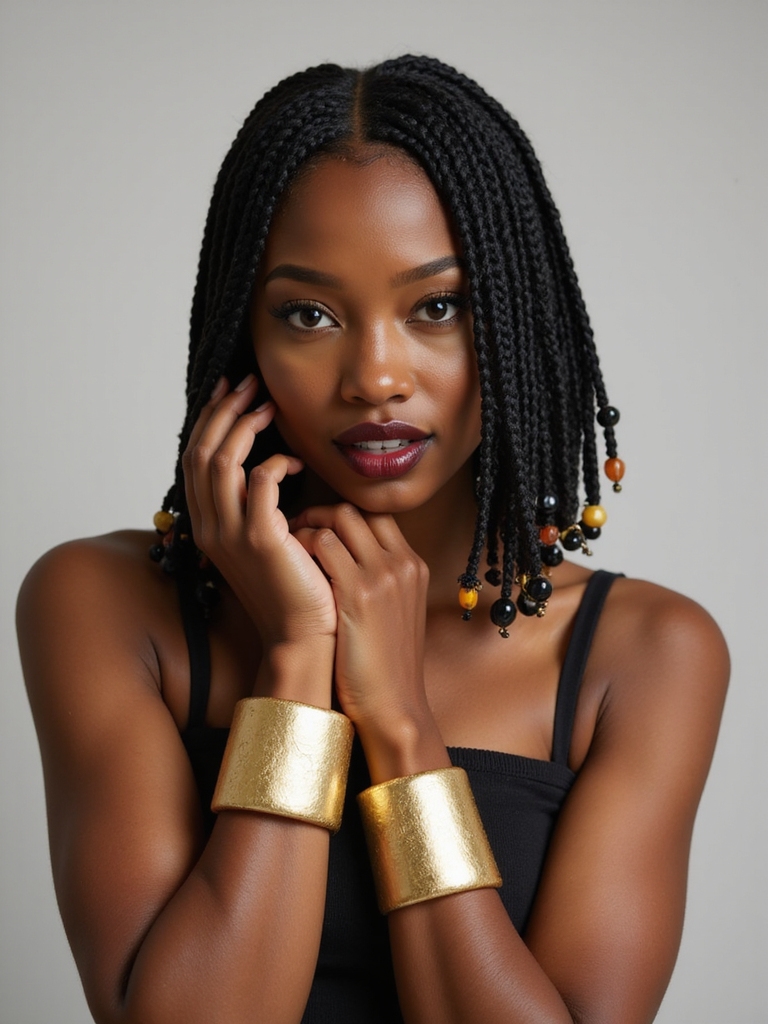 A beaded braided bob