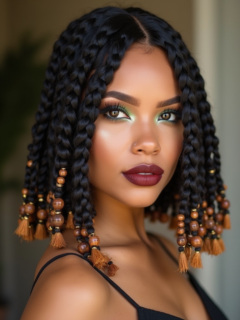 A boho bob with beaded braids