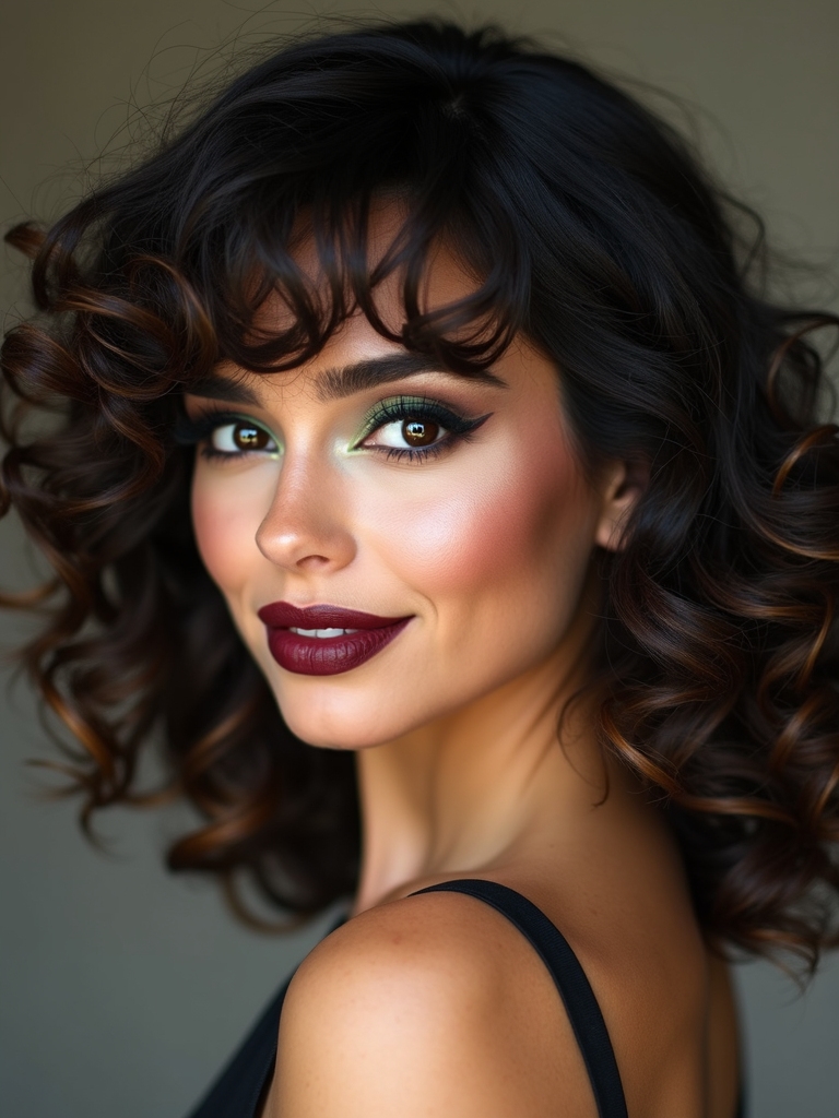 big bouncy layered bangs