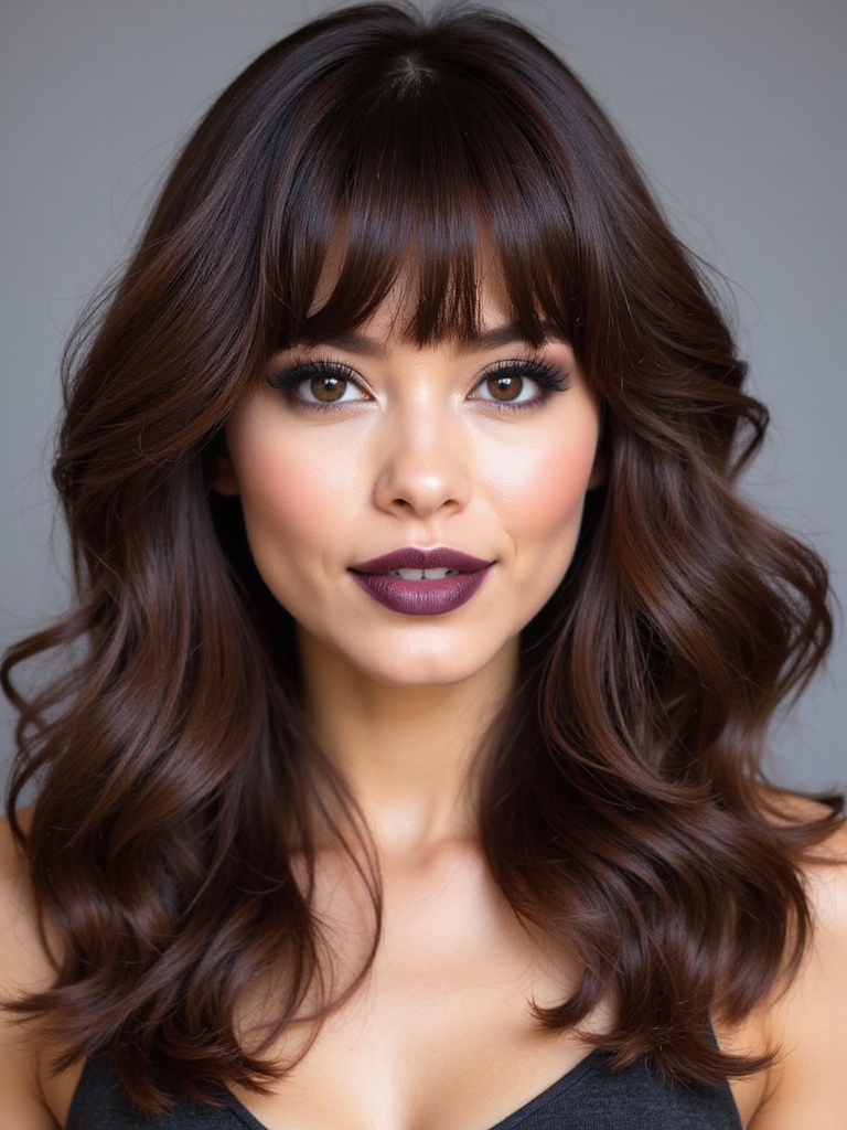 A voluminous blowout with big, swoopy bangs