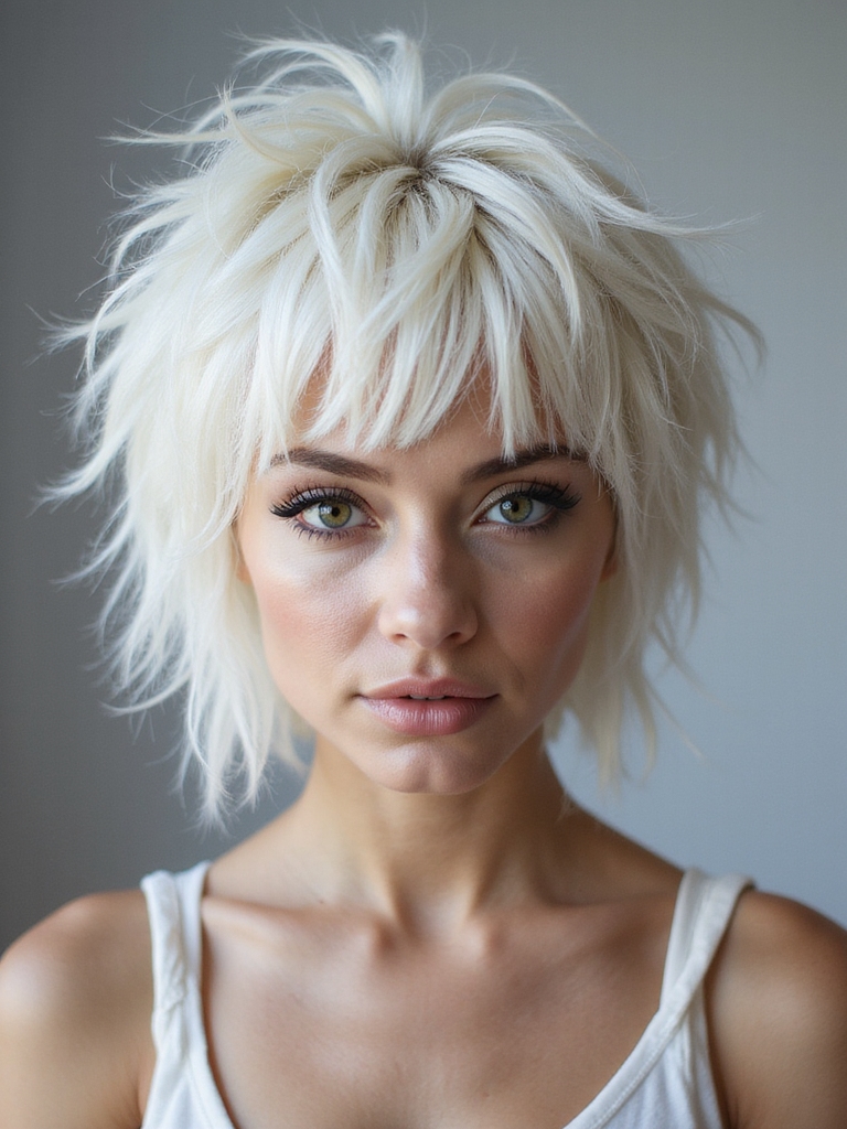 bleach blonde micro bang wolf