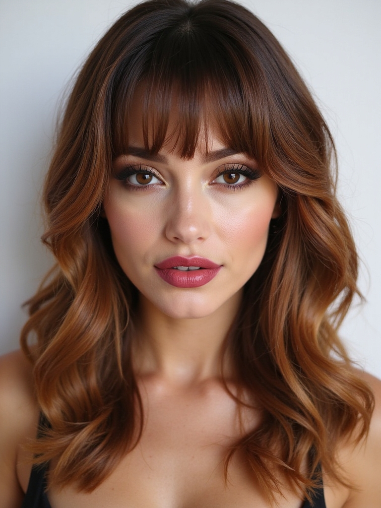 blended long bangs layers