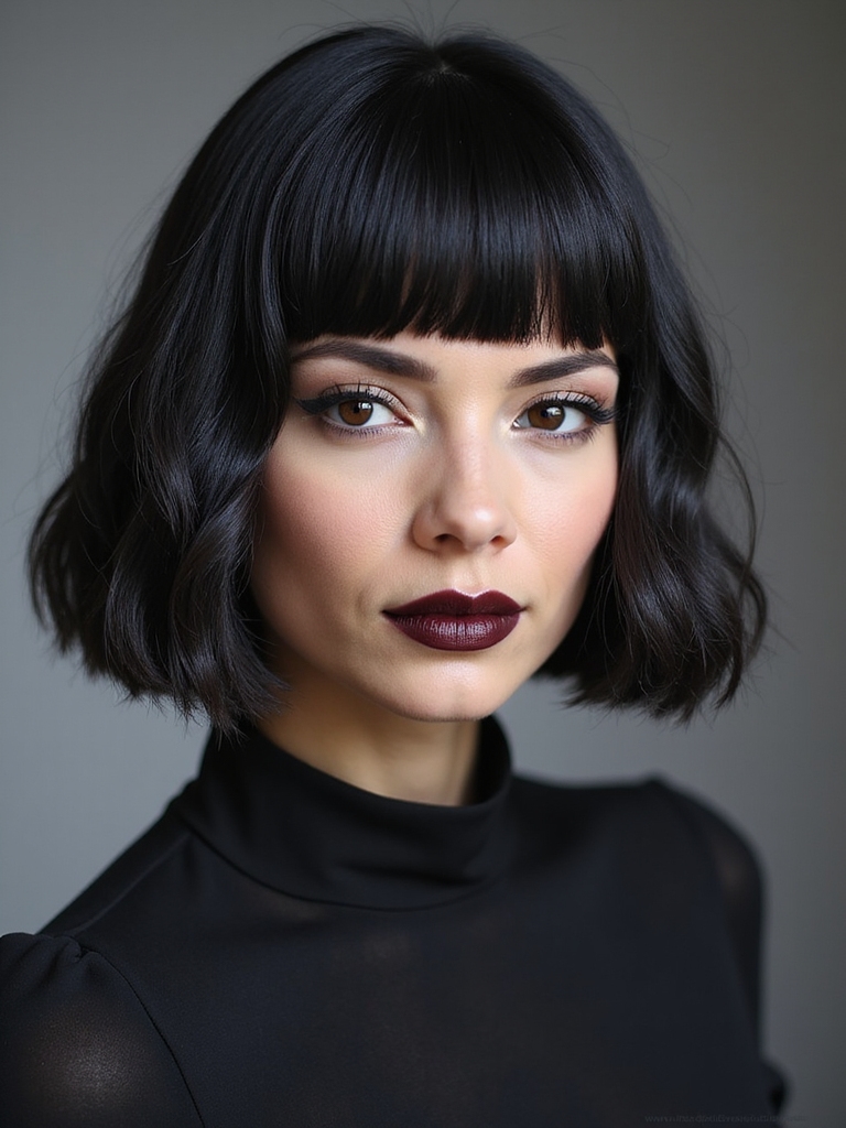 Blunt-edged stacked bob