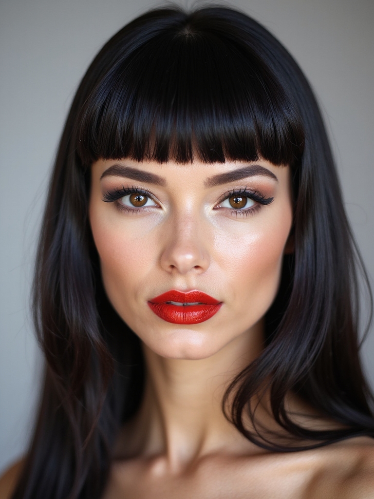 blunt brow grazing bangs