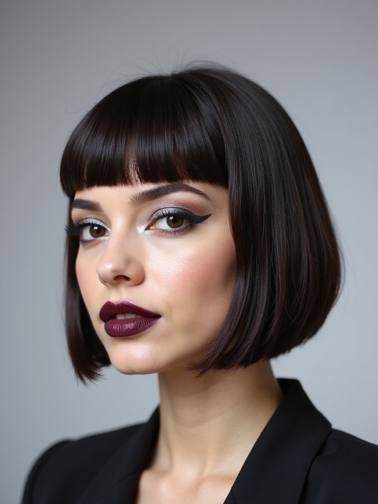 blunt brow skimming edgy fringe