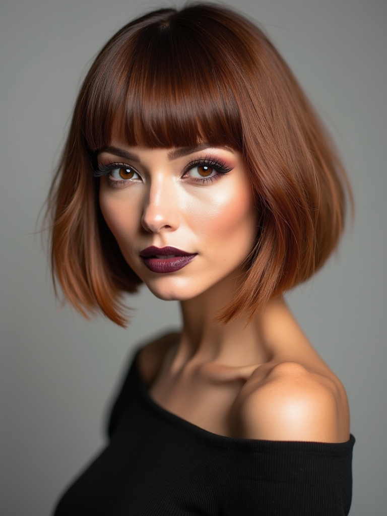 blunt cut with airy bangs