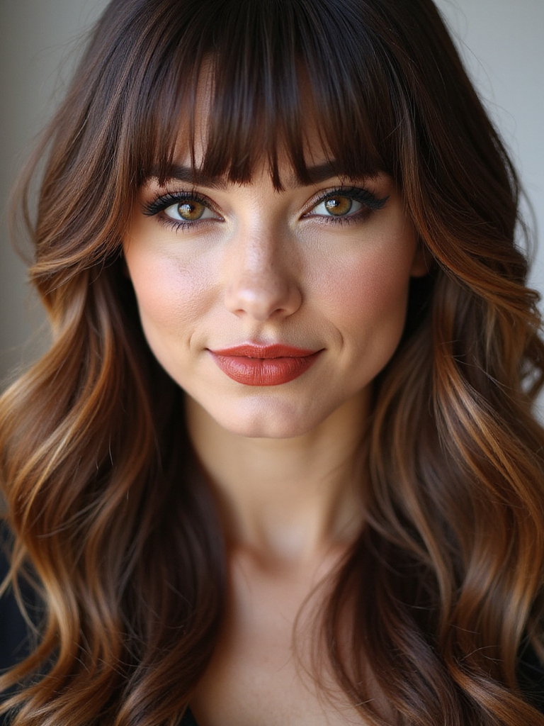 blunt fringe feathered longlayers